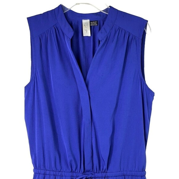 RD Style Women's Modest Royal Blue Tie Elastic Waist House Dress Size XS - Picture 2 of 9